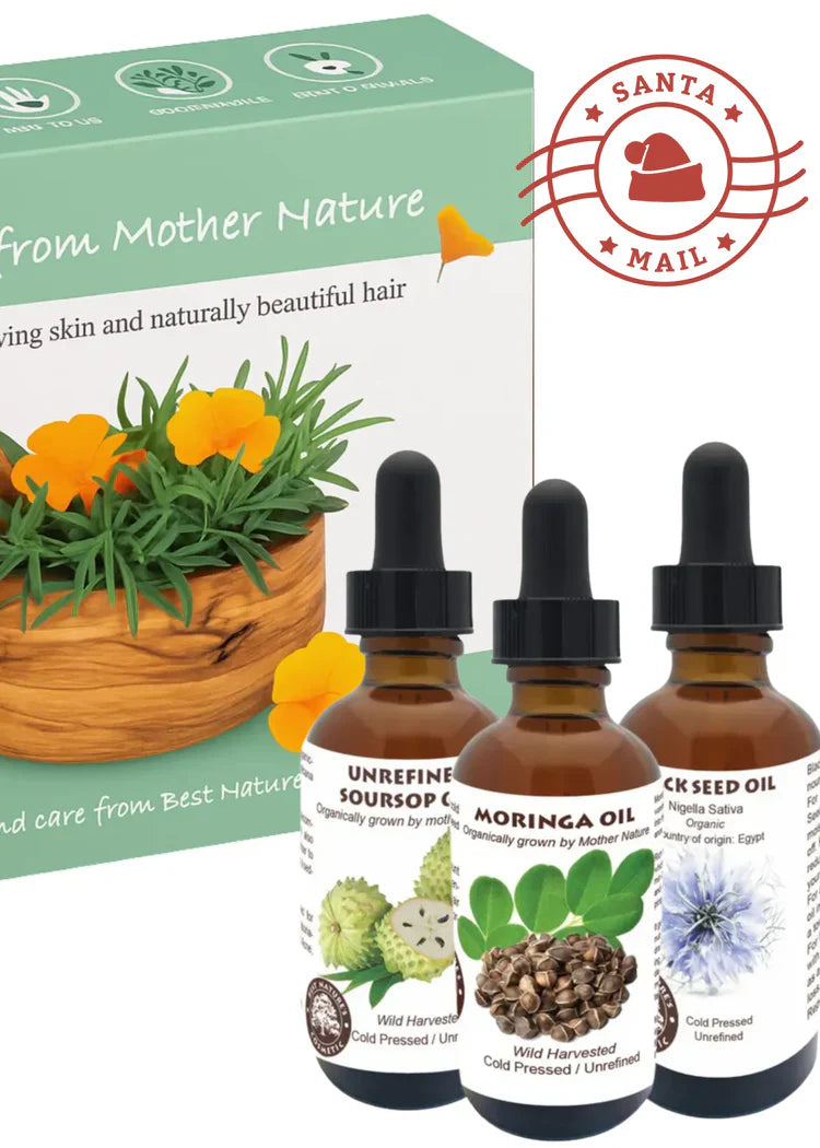 Soursop, Black Seed & Moringa Oil – Powerful Trio Set for Skin & Hair (Gift Box)
