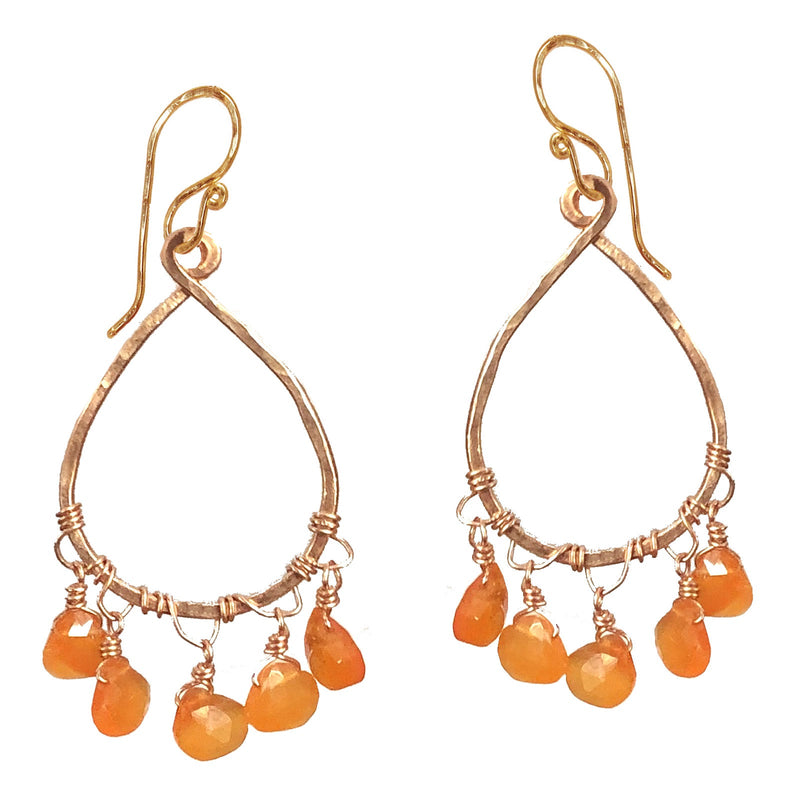 Hammered Drop Earrings with Sunstone - ClickThatClicks 