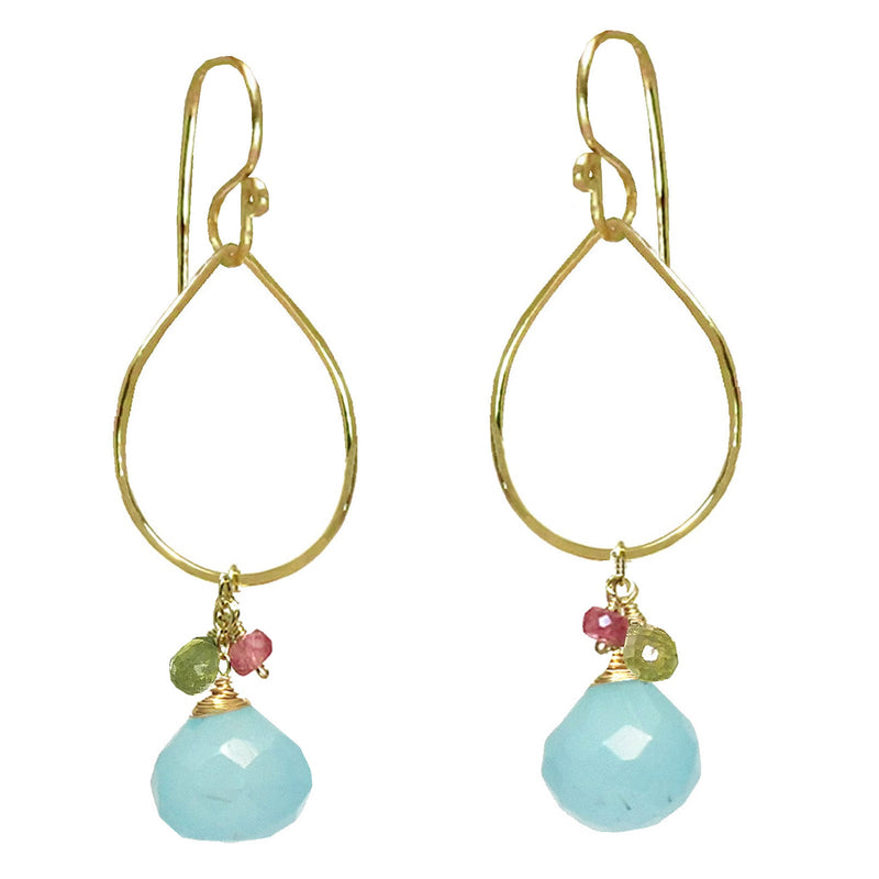 Hammered Drops with Pink Tourmaline, Peridot & Chal - ClickThatClicks 