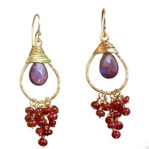 Hammered Drops with Rubies & Amethyst - ClickThatClicks 