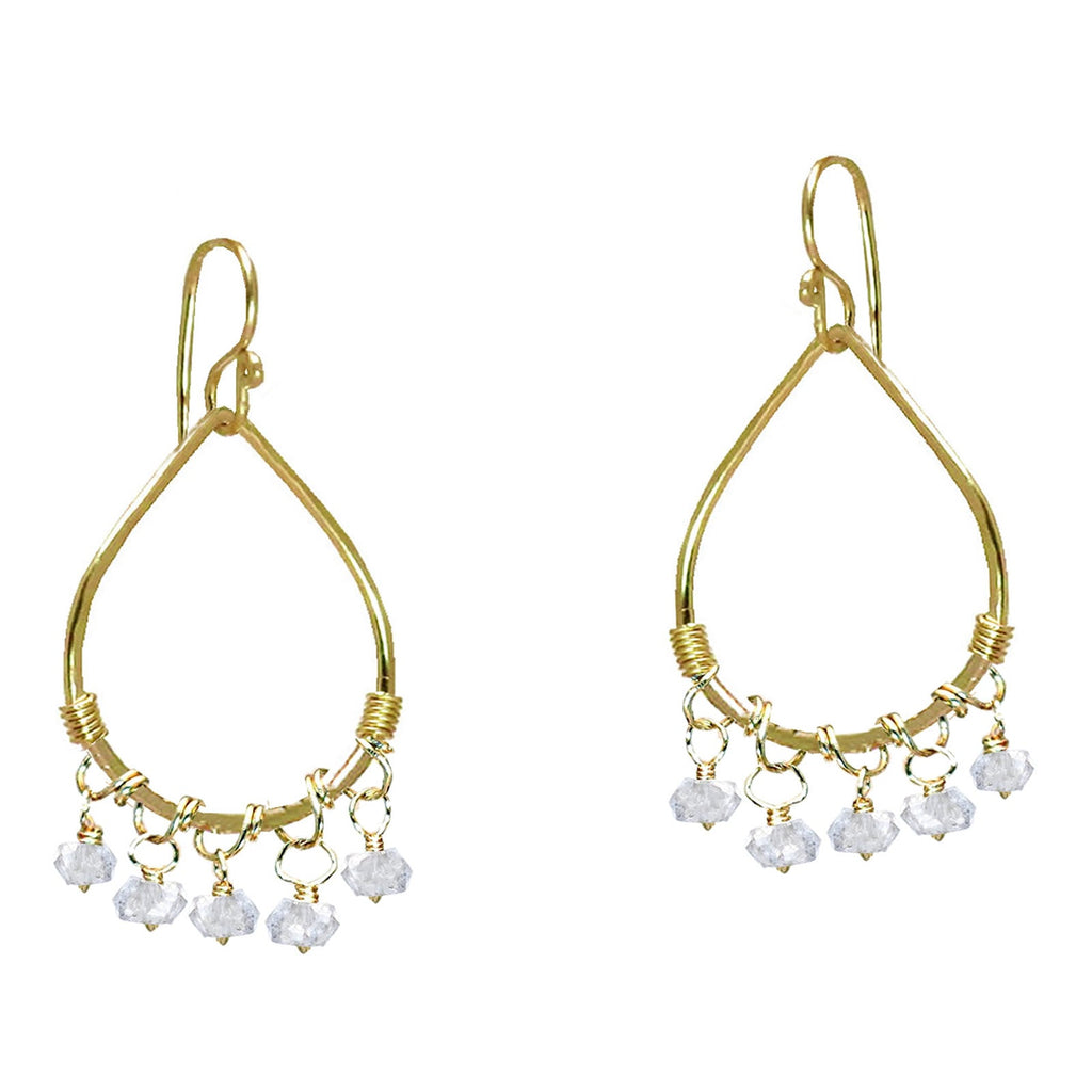Hammered Drop Earrings with Herkimer Diamonds - ClickThatClicks 