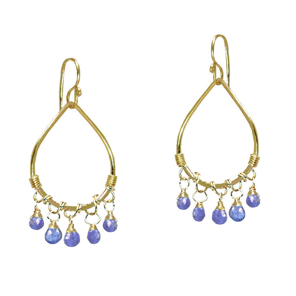 Hammered Drop Earrings with Tanzanite - ClickThatClicks 