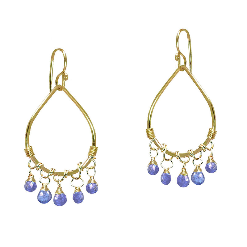 Hammered Drop Earrings with Tanzanite - ClickThatClicks 