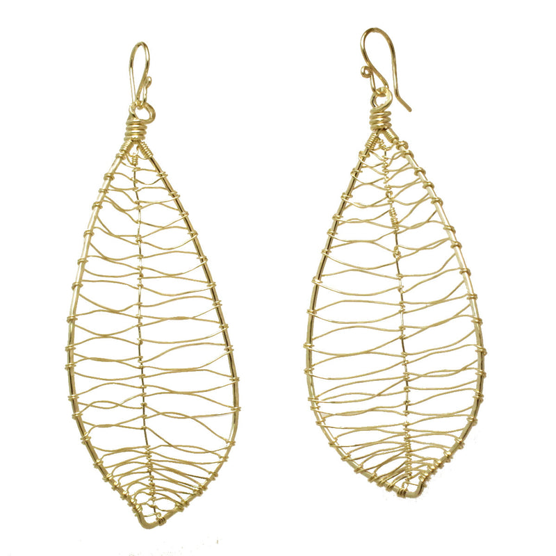 Hammered Wire-Wrapped Leaf Earrings - ClickThatClicks 