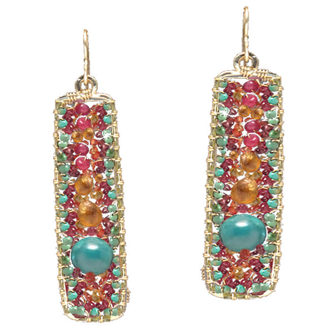 Hammered Rectangles with Ruby, Garnet & Turquoise - ClickThatClicks 