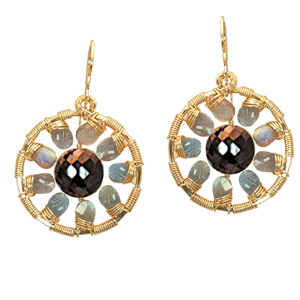 Pink Ruby Tree Hammered Circle Earrings - ClickThatClicks 