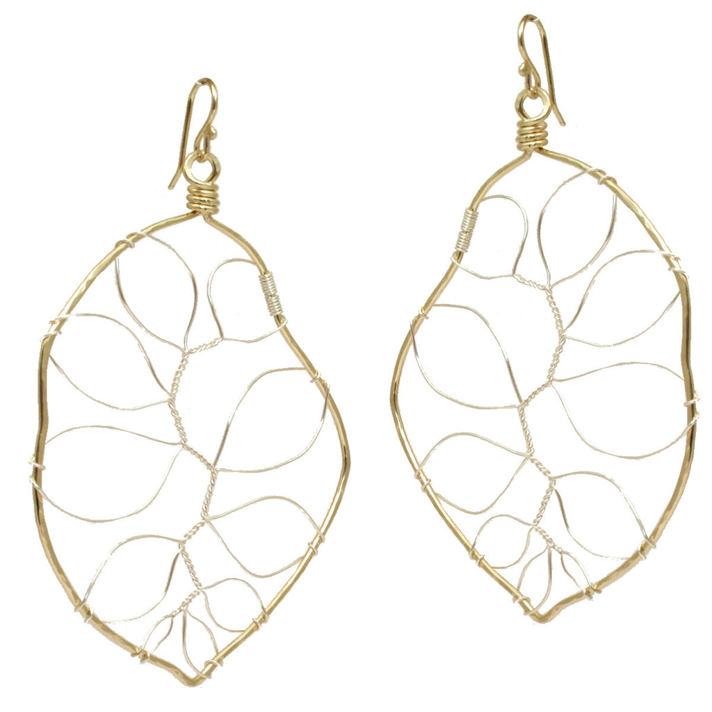 Hammered Large Wired Leaf Earrings - ClickThatClicks 