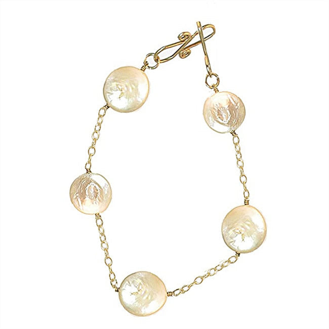 Ivory Coin Pearl Chain Bracelet