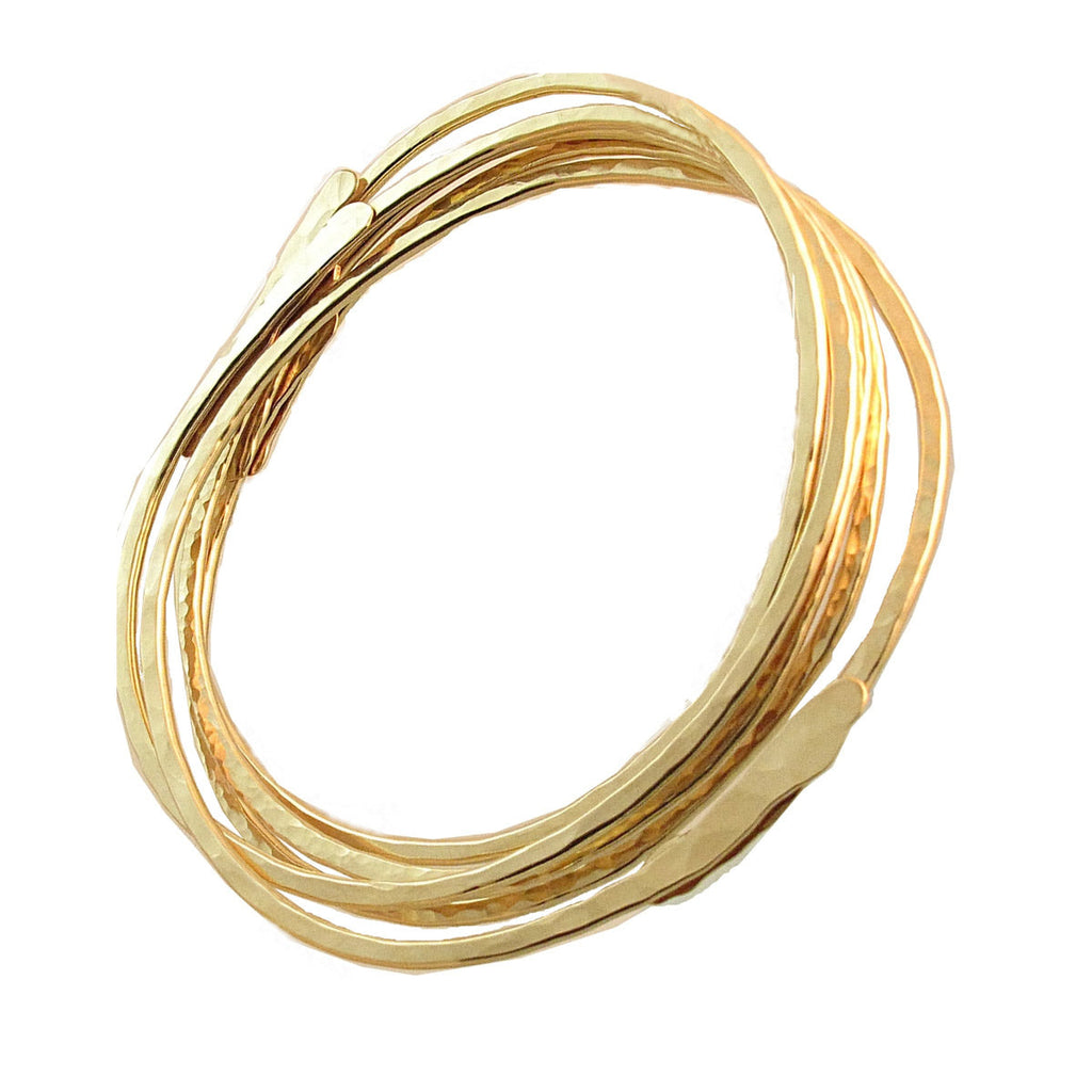 Luxury Hammered Heavy Gauge Bangle-Cuff Bracelet Set (3-Piece)