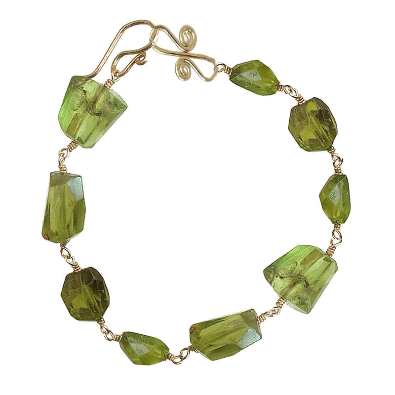 Large Peridot Nugget Bracelet