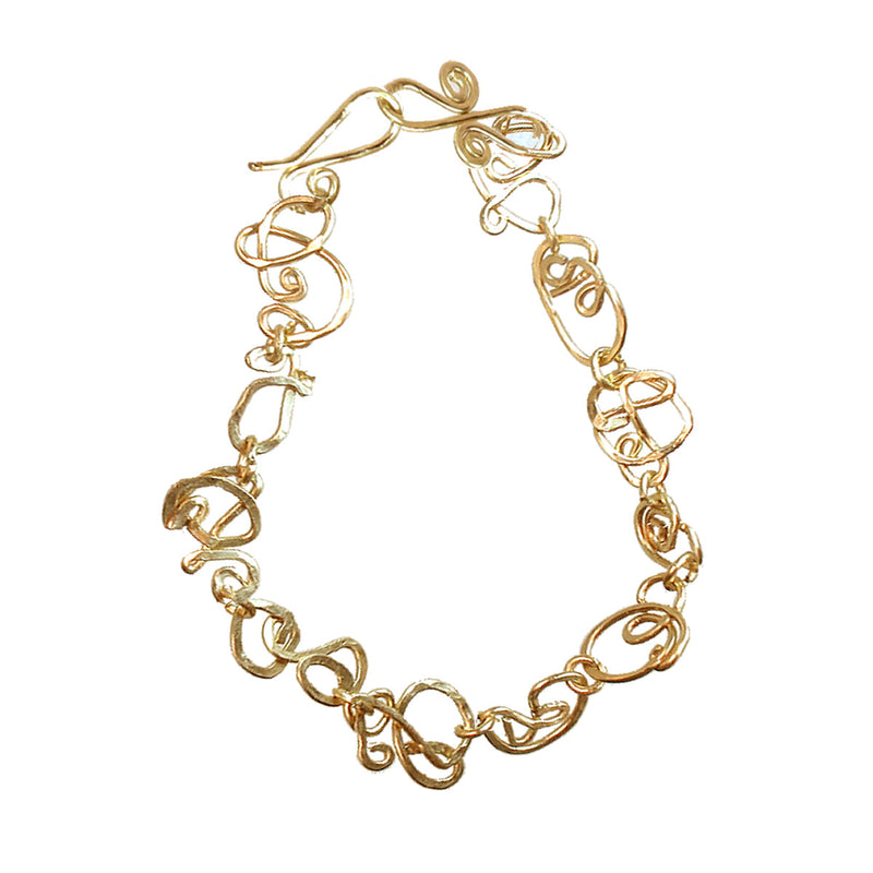 Hammered Scribble Link Bracelet – Handcrafted Artisan Design