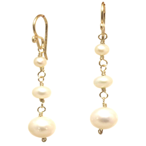 Graduated Ivory Freshwater Pearl Earrings