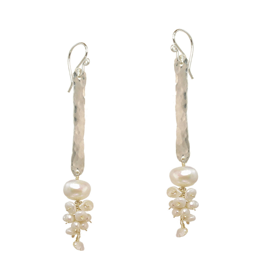 Hammered Pearl Stick Drops