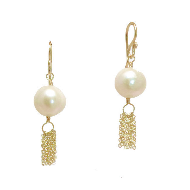 Ivory Pearl Chain Tassel Earrings