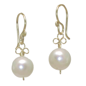 Ivory Pearl Earrings with Filigree Wire