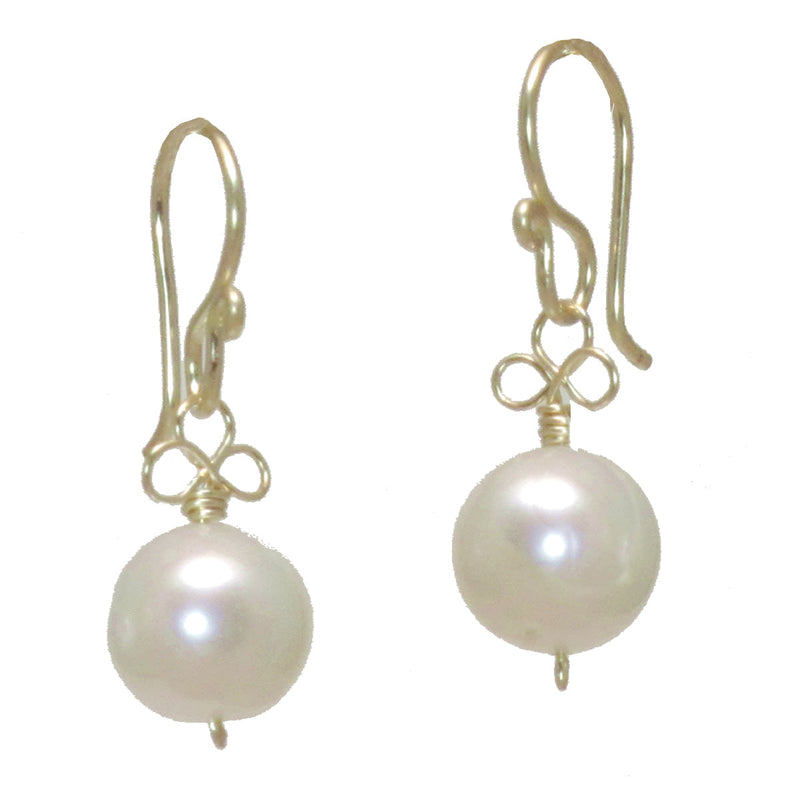 Ivory Pearl Earrings with Filigree Wire