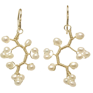 Ivory Pearl Cluster Earrings in Branch Design