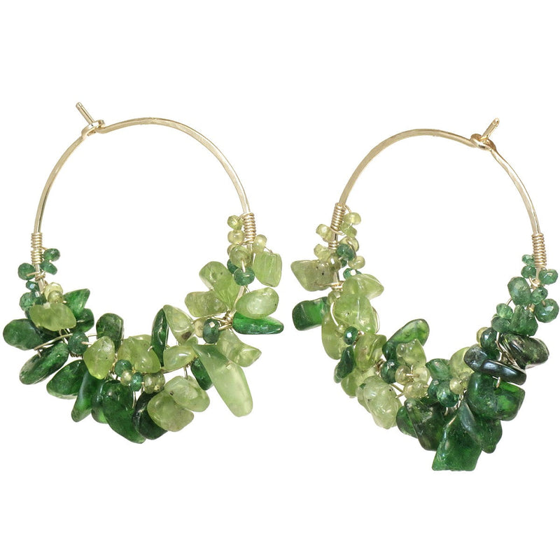 Green Spark Duo Hoops – Tsavorite & Peridot Earings - ClickThatClicks 