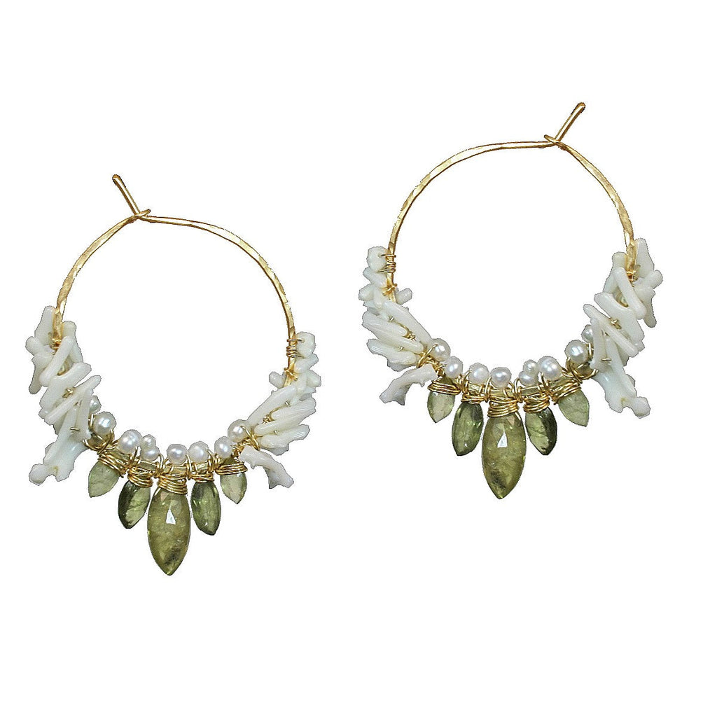 Emerald Tide Pearl Hoops - ClickThatClicks 