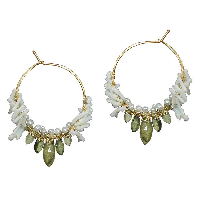 Emerald Tide Pearl Hoops - ClickThatClicks 