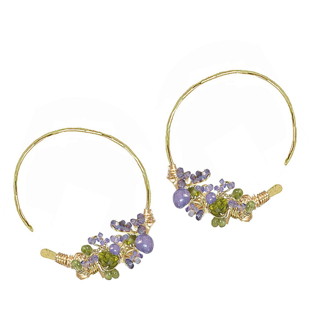 Hammered Open Gemstone Hoops - ClickThatClicks 