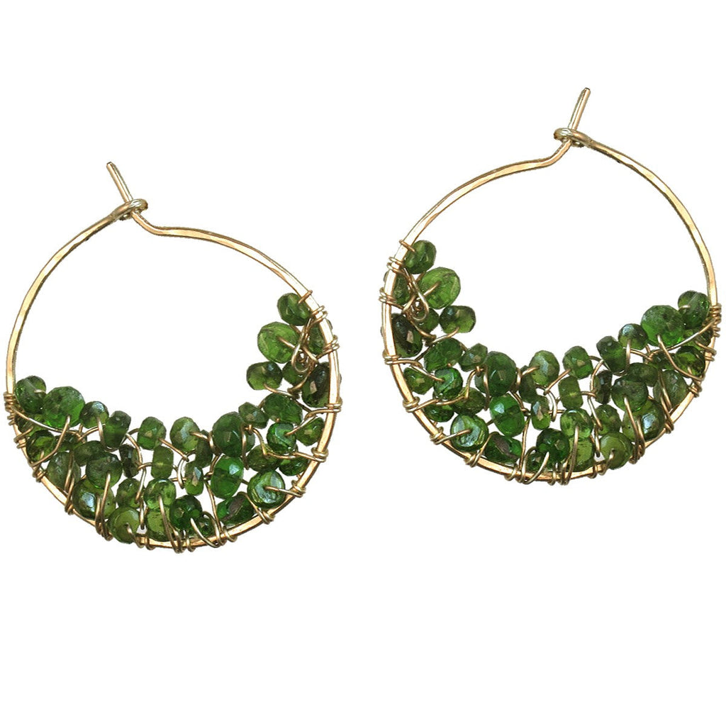 Hammered Tsavorite Hoops – Textured Craft, Green Gem Power - ClickThatClicks 