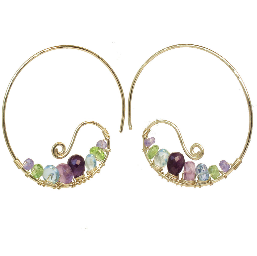 Peridot, Amethyst, Tanzanite & Topaz Colorburst Hoops