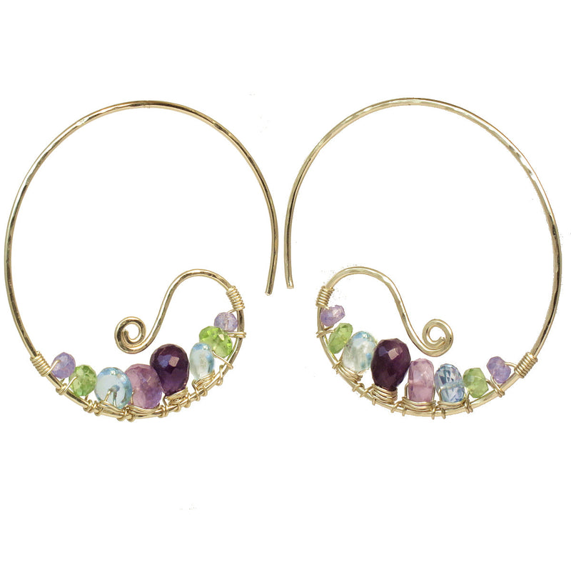 Peridot, Amethyst, Tanzanite & Topaz Colorburst Hoops