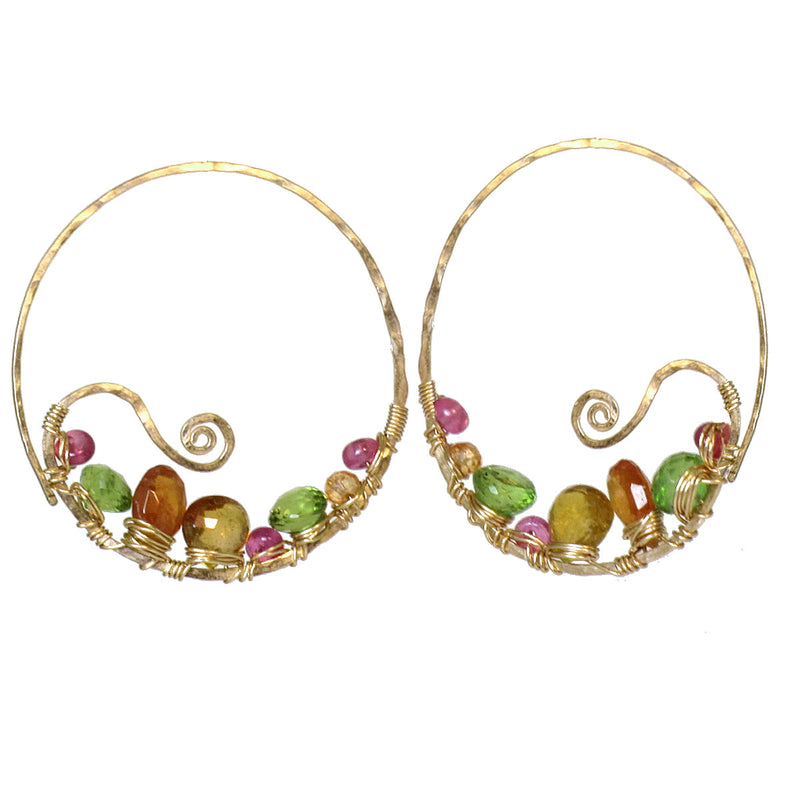 Peridot, Mandarin Garnet & Ruby Spark Hoops
