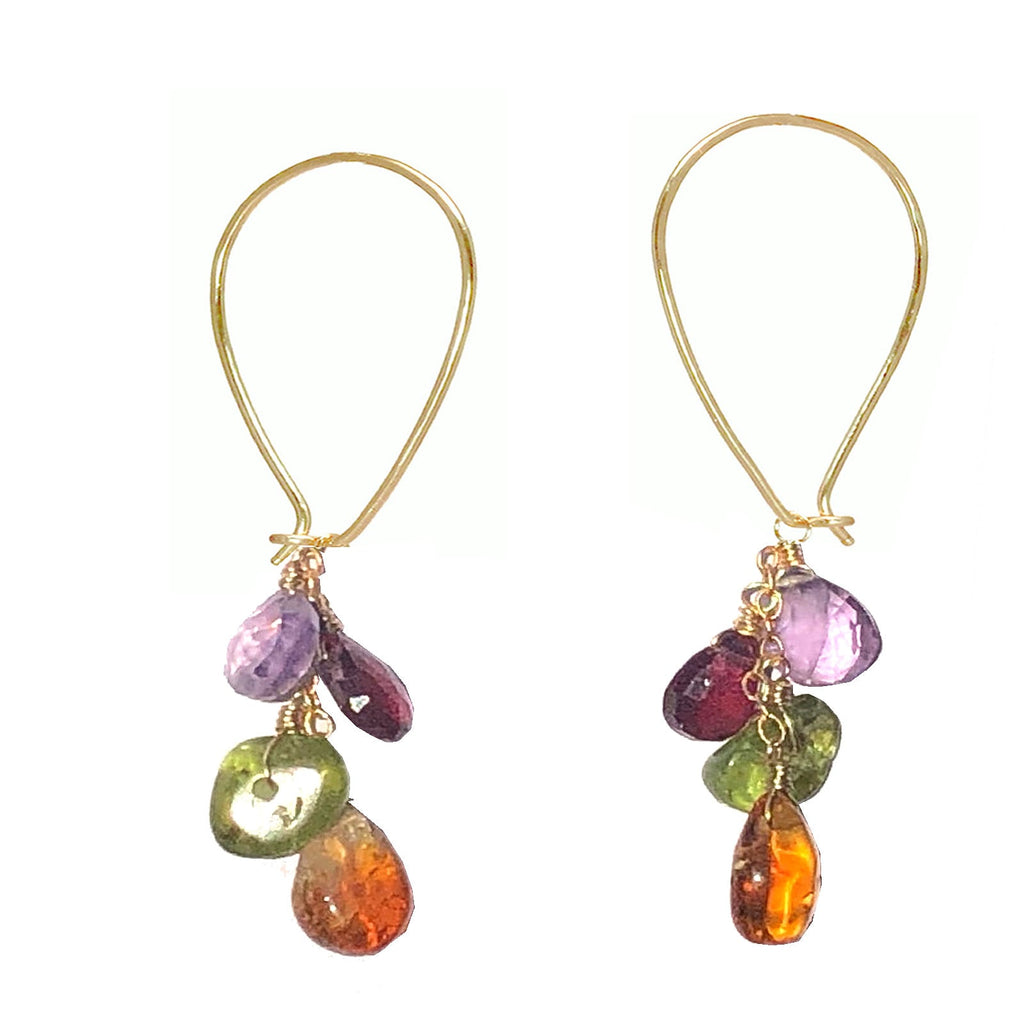 Garnet, Amethyst, Citrine & Peridot Hooked Ear Wires - ClickThatClicks 