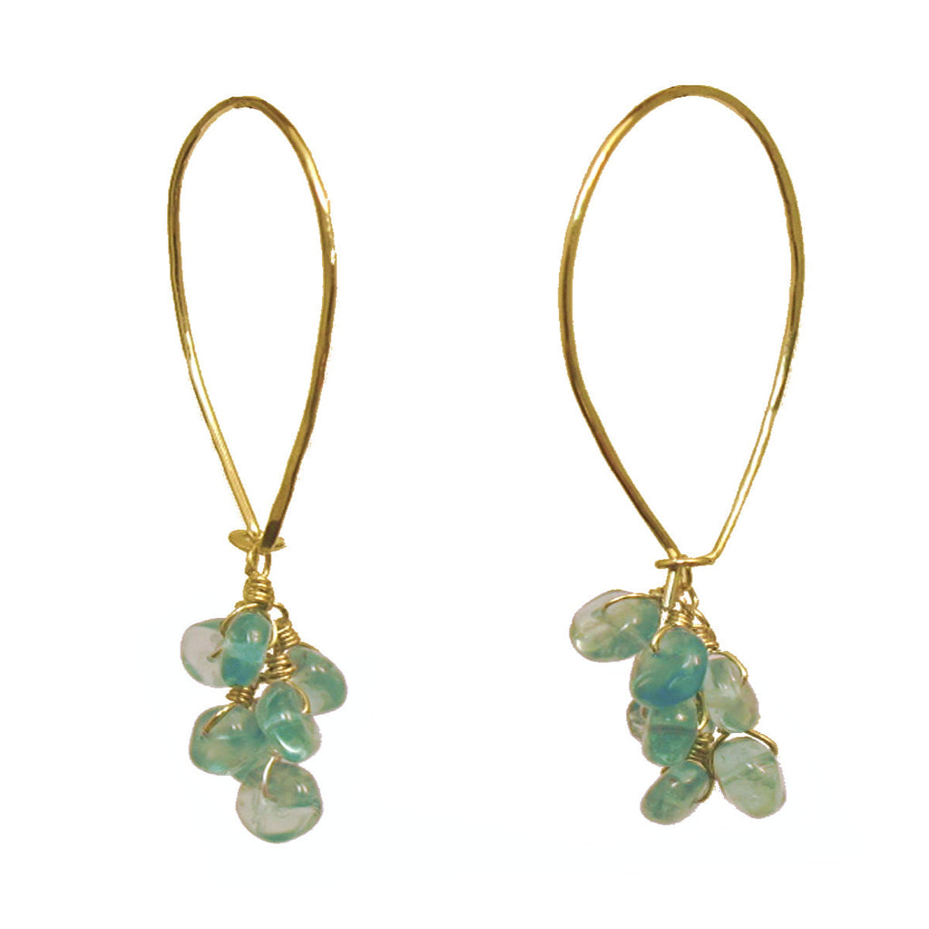 Long Ear Wires with Apatite – 2" Gemstone Earrings - ClickThatClicks 