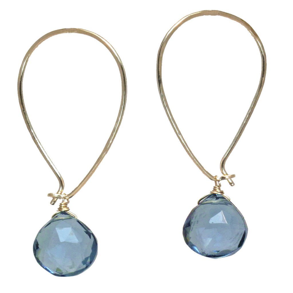 London Blue Quartz Long Earwires - ClickThatClicks 