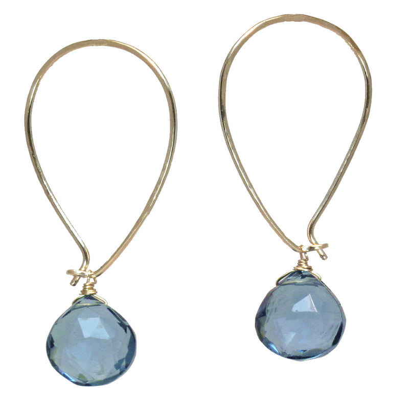 London Blue Quartz Long Earwires - ClickThatClicks 