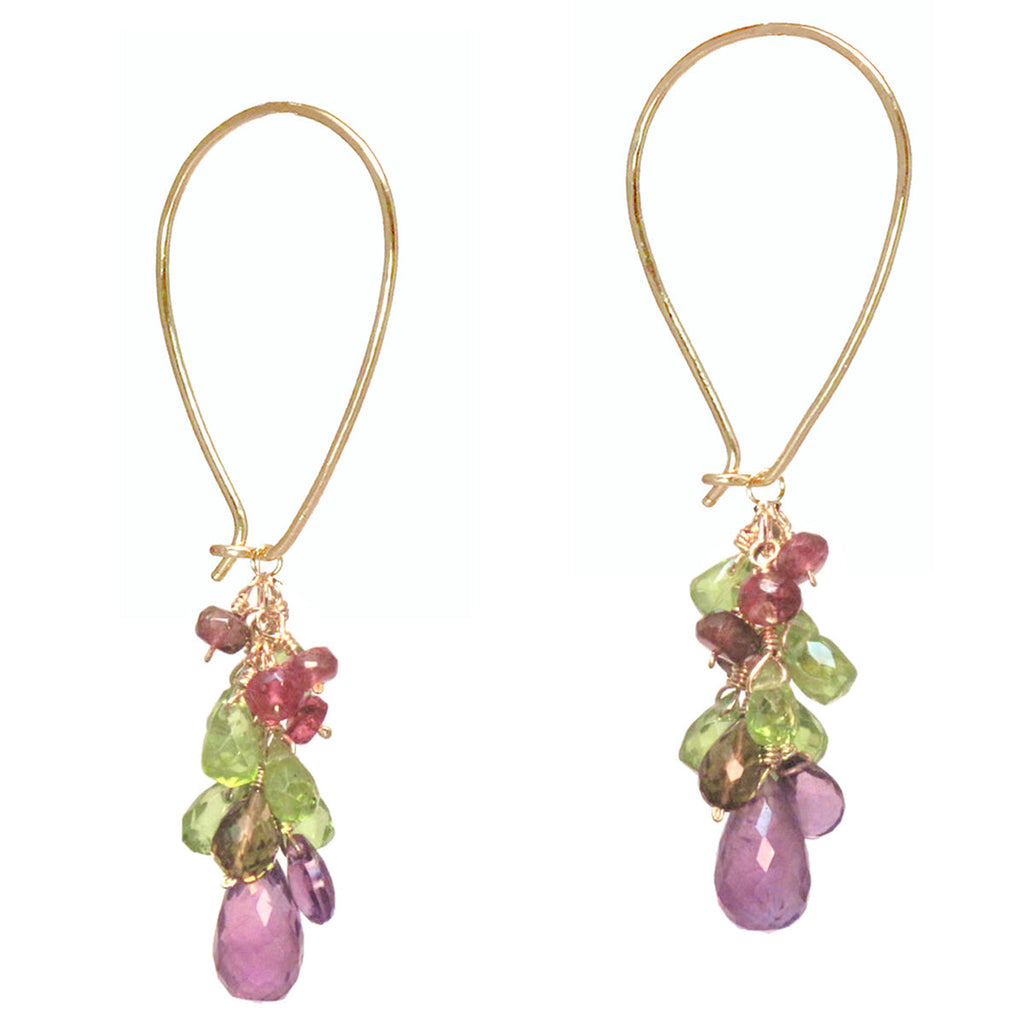 Pink Ruby & Tourmaline Long Earwires - ClickThatClicks 