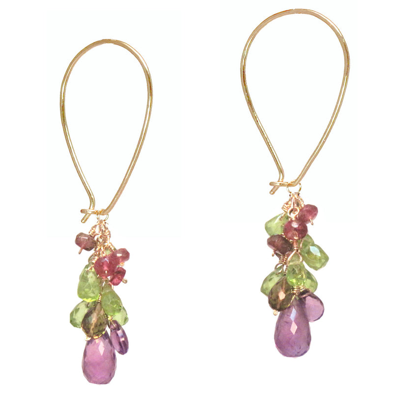 Pink Ruby & Tourmaline Long Earwires - ClickThatClicks 