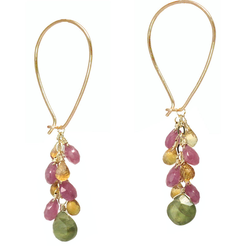 Pink Ruby & Multi-Gem Long Earwires - ClickThatClicks 
