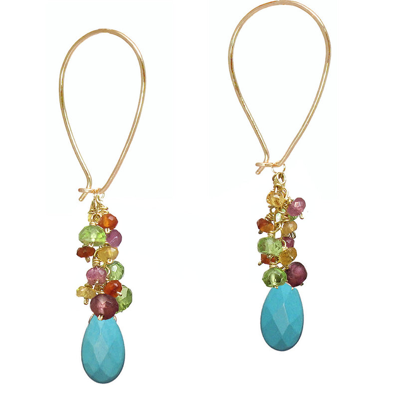 Pink Ruby & Multi-Gem Long Earwires - ClickThatClicks 