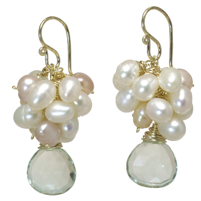 Mixed-Color Pearl & Green Amethyst Earrings