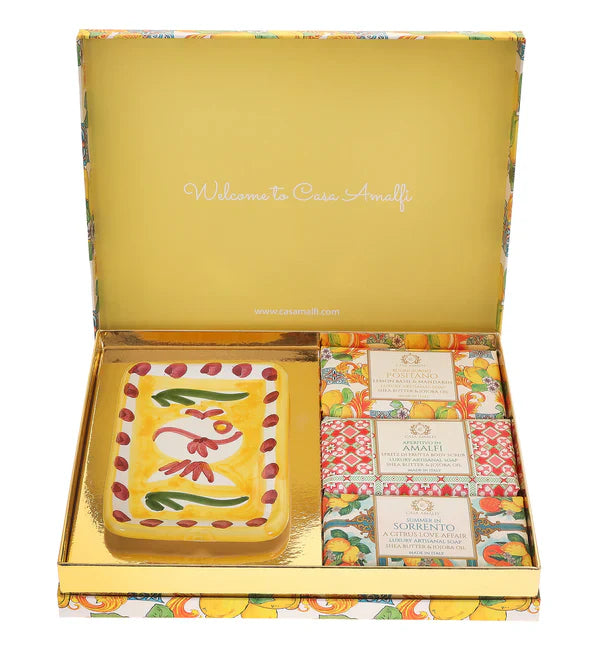 Casa Amalfi Lemon Maiolica Gift Box: 3 Soaps - ClickThatClicks 