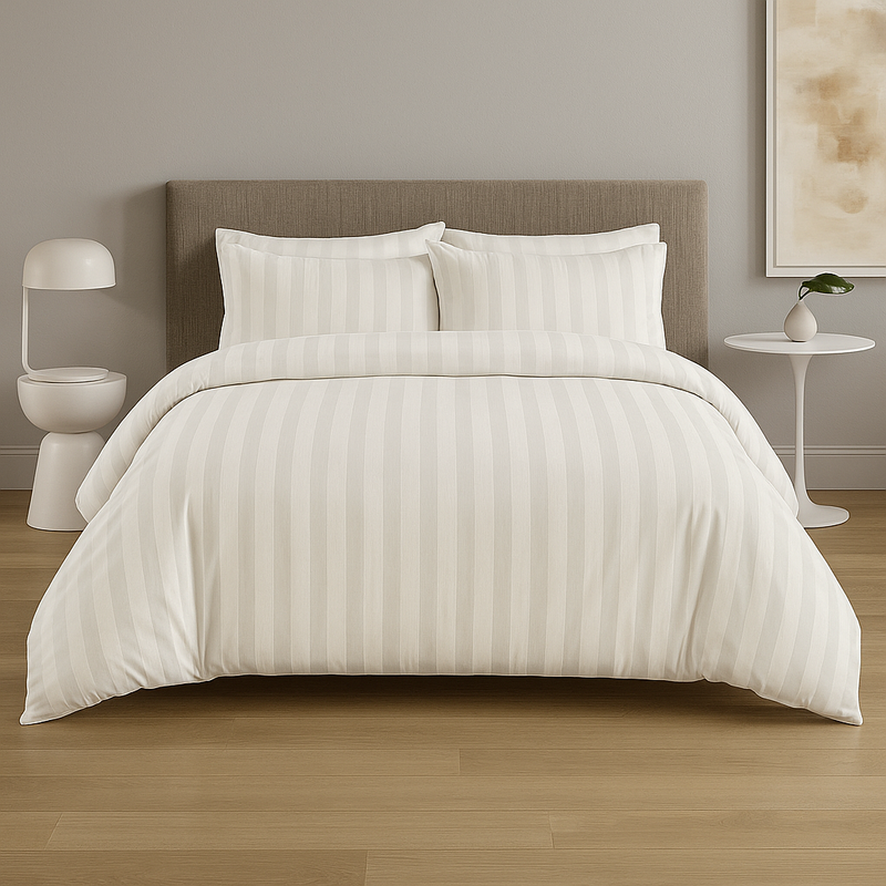 Satin Stripe Single Duvet Set - ClickThatClicks 