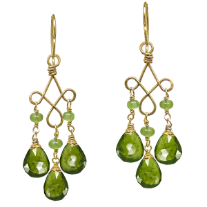 Apatite & Peridot Hammered Wire Earrings