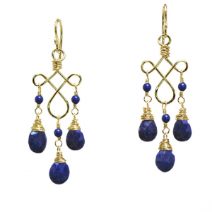 Hammered Filigree Lapis Earrings