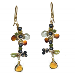 Handcrafted Wrapped Gemstone Branch Earrings