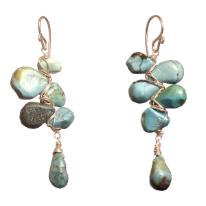Handcrafted Wrapped Turquoise Branch Earrings