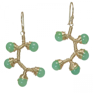 Gemstone Wrapped Branch Earrings – Chrysoprase