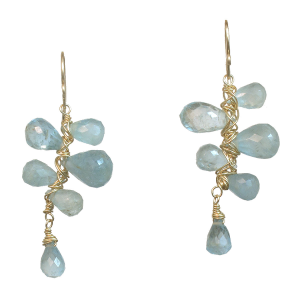 Gemstone Wrapped Branch Earrings – Aquamarine & Moss Aquamarine