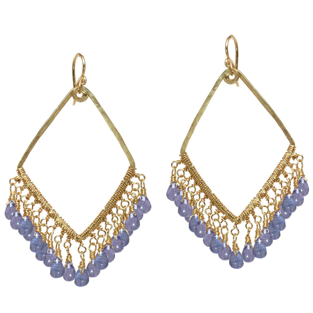 Hammered Diamond Filigree Tanzanite Earrings