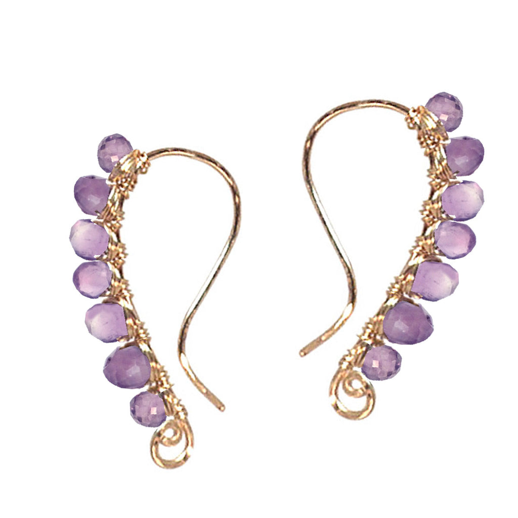 Hammered Drop Earrings – Amethyst Dangle Charms - ClickThatClicks 