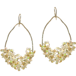 Hammered Hoop Ethiopian Welo Opal Earrings – 2" Long