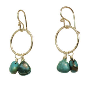 Turquoise Hammered Circle Earrings